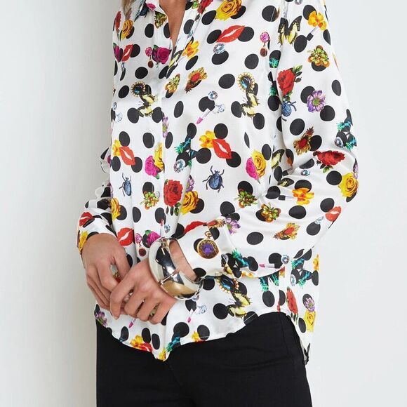Unbranded Polka Dot Floral Print Long Sleeves Size 00 - Picture 1 of 4